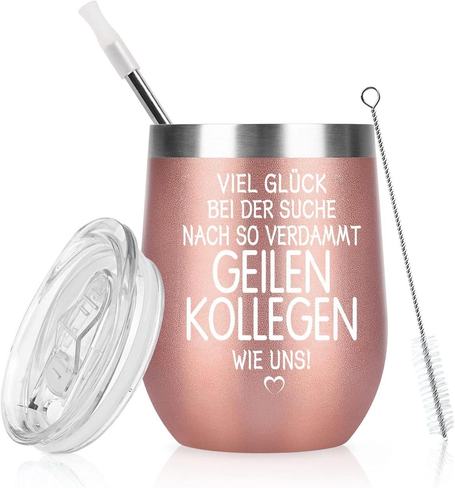 Abschiedsgeschenk Kollegen 12oz Edelstahl Thermobecher Roségold