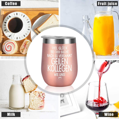 Livole Abschiedsgeschenk Kollegen Thermobecher 12oz Edelstahl Roségold