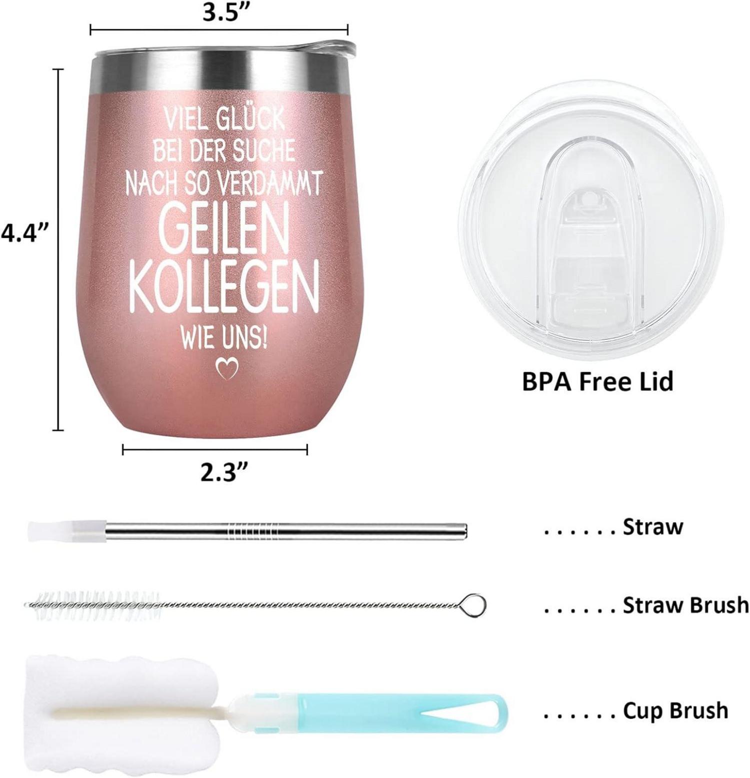 Abschiedsgeschenk Kollegen - Edelstahl Thermobecher 12oz 350ml Roségold