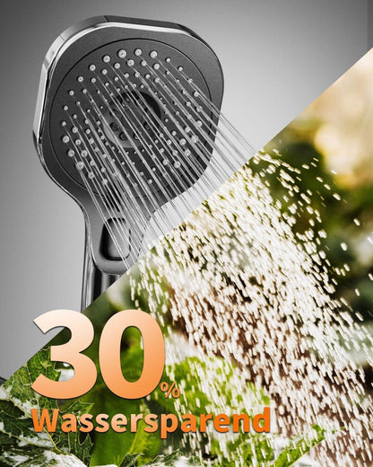 Wassersparender Duschkopf mit Stoppfunktion 3 Strahlarten Chrom