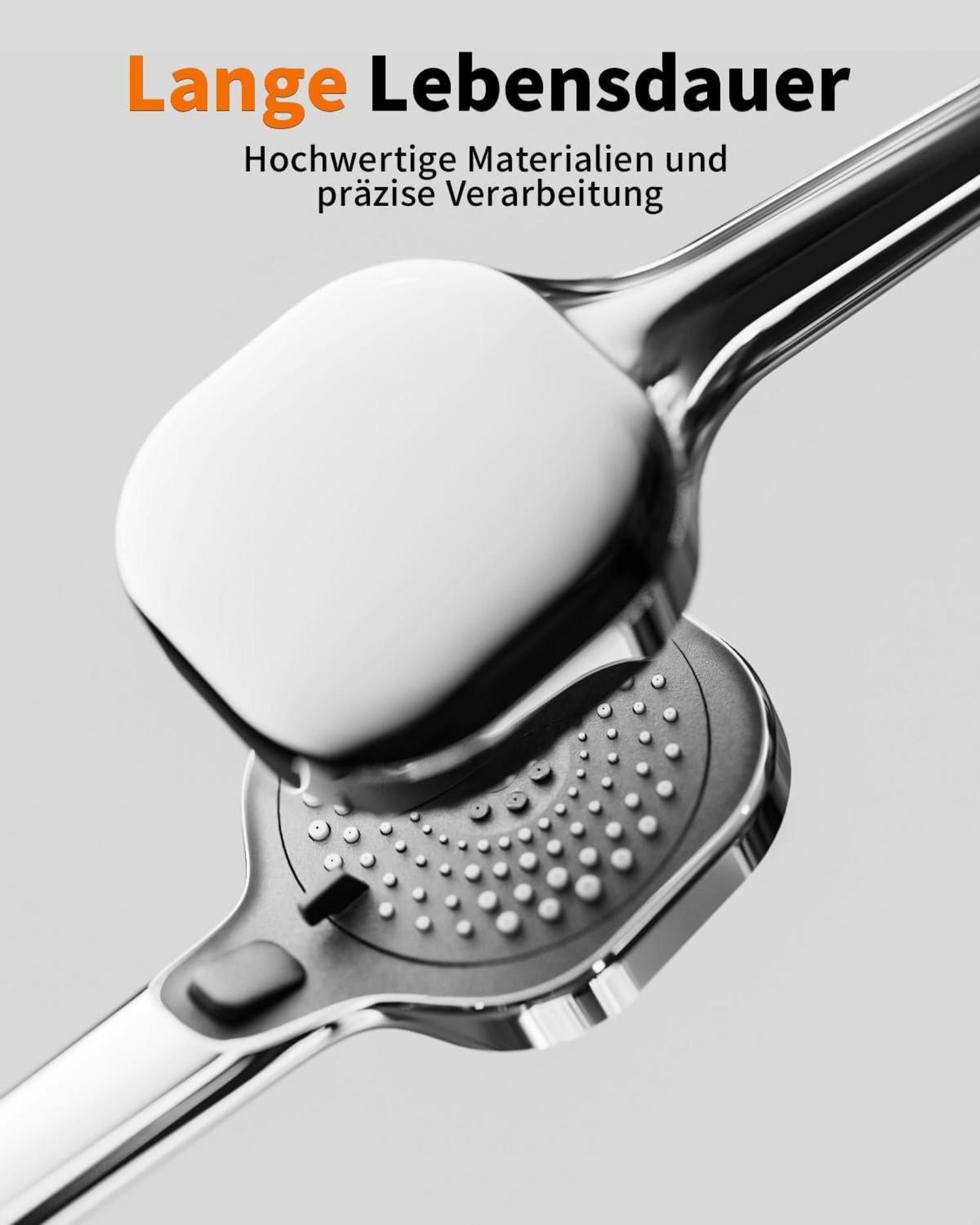 Duschkopf mit Stoppfunktion, Wassersparend, 3 Strahlarten, Chrom