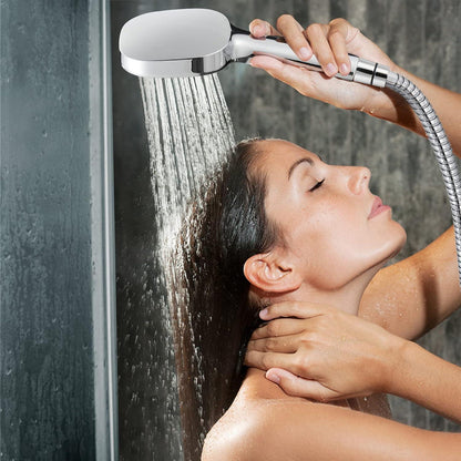 Wassersparender Duschkopf mit Stoppfunktion 3 Strahlarten Chrom