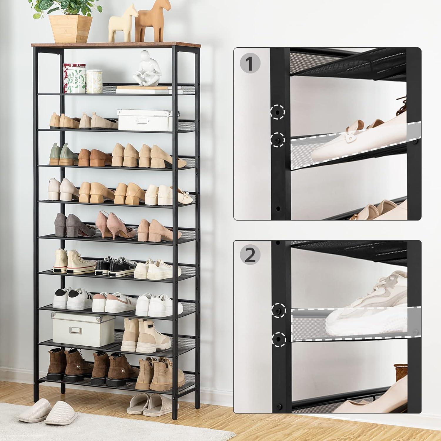 Schuhregal 10-stöckig groß Schuhschrank 27-36 Paar Schuhe Metallregale Flur