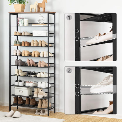 Schuhregal 10-stöckig groß Schuhschrank 27-36 Paar Schuhe Metallregale Flur