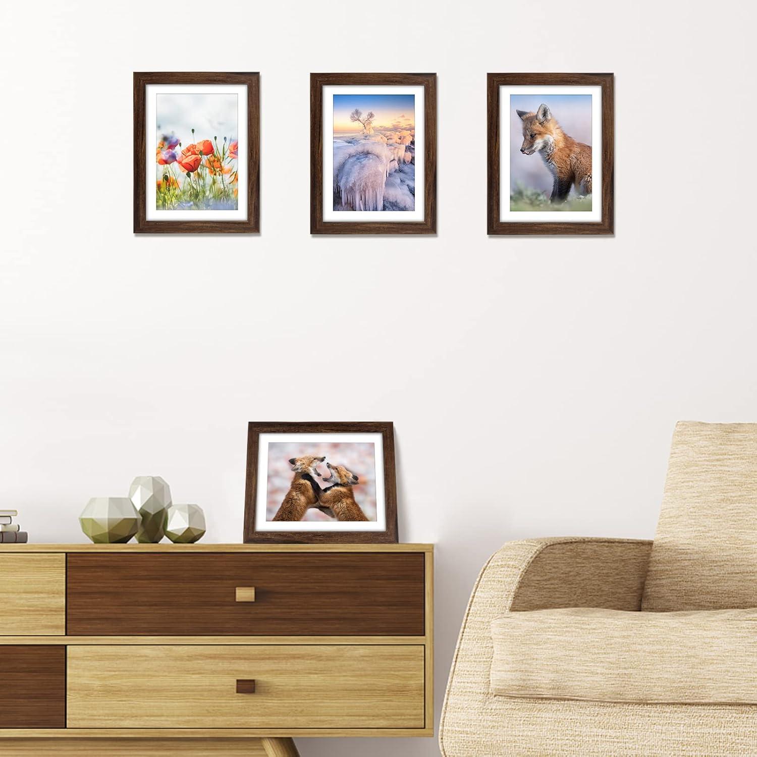 4er-Set Bilderrahmen 13x18 cm Braune Fotorahmen für Fotos mit oder ohne