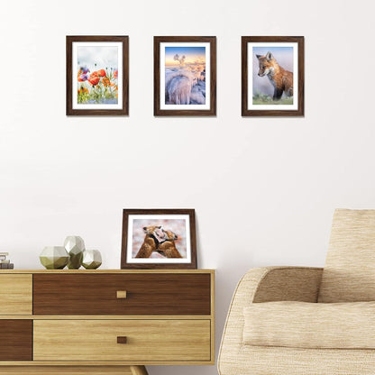 4er-Set Bilderrahmen 13x18 cm Braune Fotorahmen für Fotos mit oder ohne