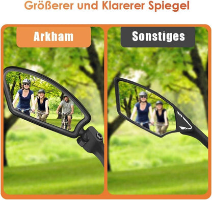 Arkham Fahrradspiegel 16,5 cm verlängert Edelstahl HD 21-26 mm E-Bike-Spiegel 1 Stück Links