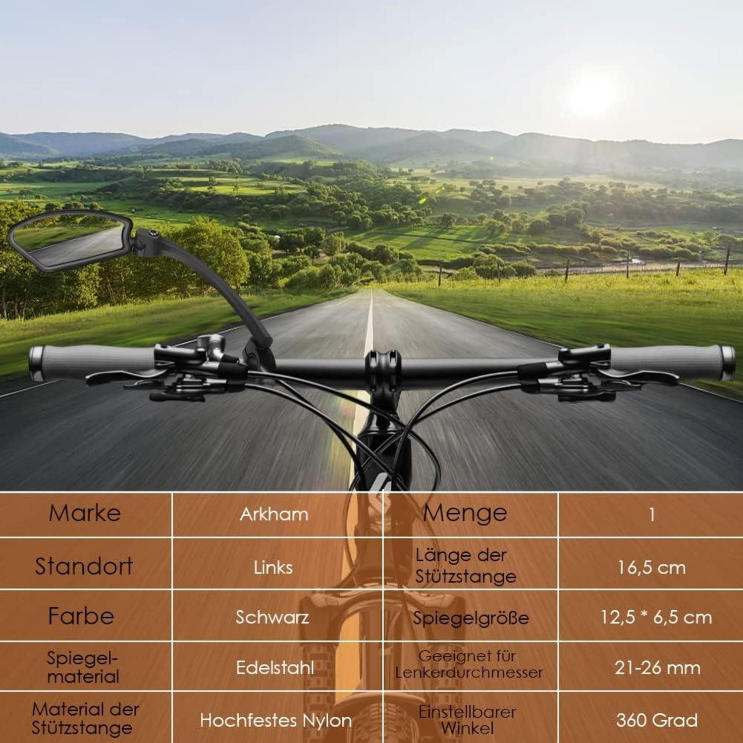 Fahrradspiegel 16,5 cm verlängert Edelstahl High Definition