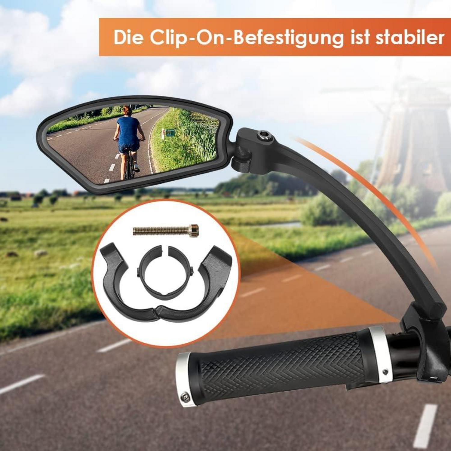 Fahrradspiegel 16,5cm verlängert Edelstahl High Definition E-Bike 21-26mm