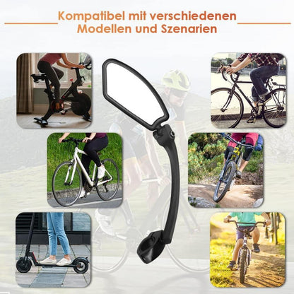 Arkham Fahrradspiegel 16,5 cm verlängert Edelstahl HD 21-26 mm E-Bike-Spiegel 1 Stück Links