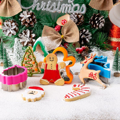 Ausstechformen Weihnachten 8 Stück, Brot Plätzchen Ausstecher, Weihnachtsmann, Weihnachtsbaum, Lebkuchenmann, Engel