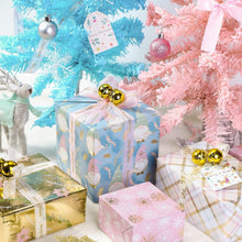 Weihnachtsgeschenkpapierrolle Gnome Elf Gold Lila