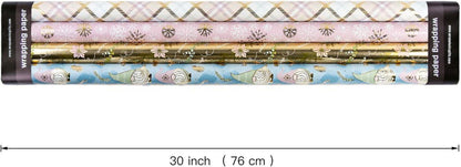 Weihnachtsgeschenkpapierrolle Gnome Elf Gold Lila 4 Rollen 76 cm x 305 cm
