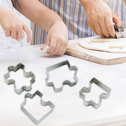 4-teiliger Keksausstecher Edelstahl - Puzzleform - Antihaft