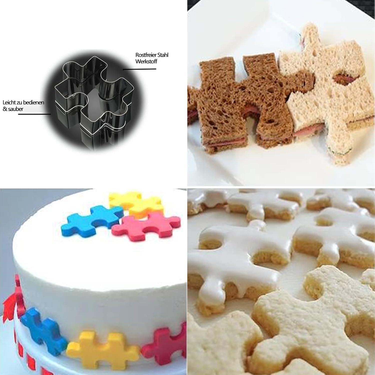 4er Set Keksausstecher Edelstahl Puzzleform - Kinderfreundlich & leicht zu reinigen