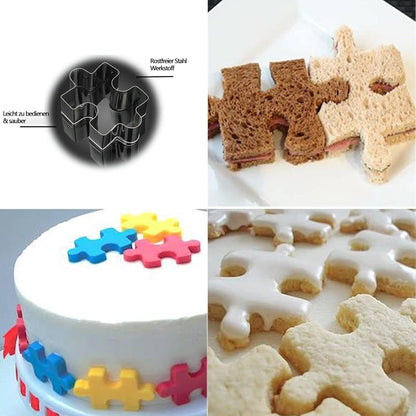 4er Set Keksausstecher Edelstahl Puzzleform - Kinderfreundlich & leicht zu reinigen