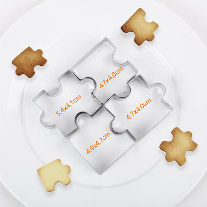 Keksformen Ausstecher Set Edelstahl 4-teilig Puzzleform Backform Fondant