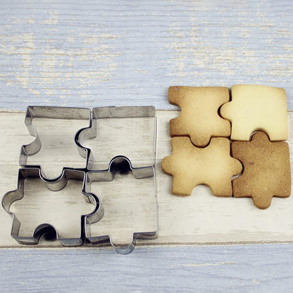 Keksformen Ausstecher Set Edelstahl 4-teilig Puzzleform Backform Fondant