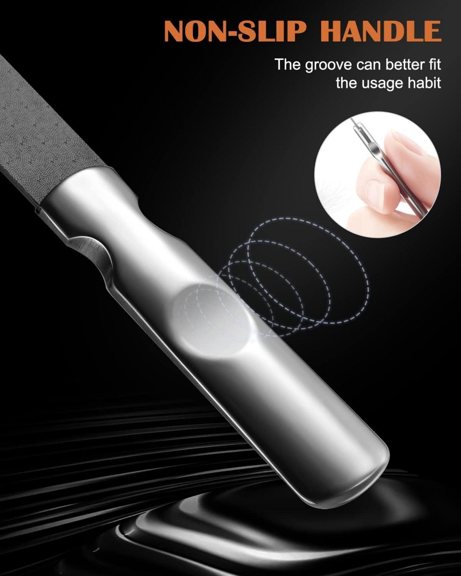 FVION Nagelfeile Edelstahl Profi Anti-Rutsch Griff 2 Stück Nagelfeilen für Maniküre