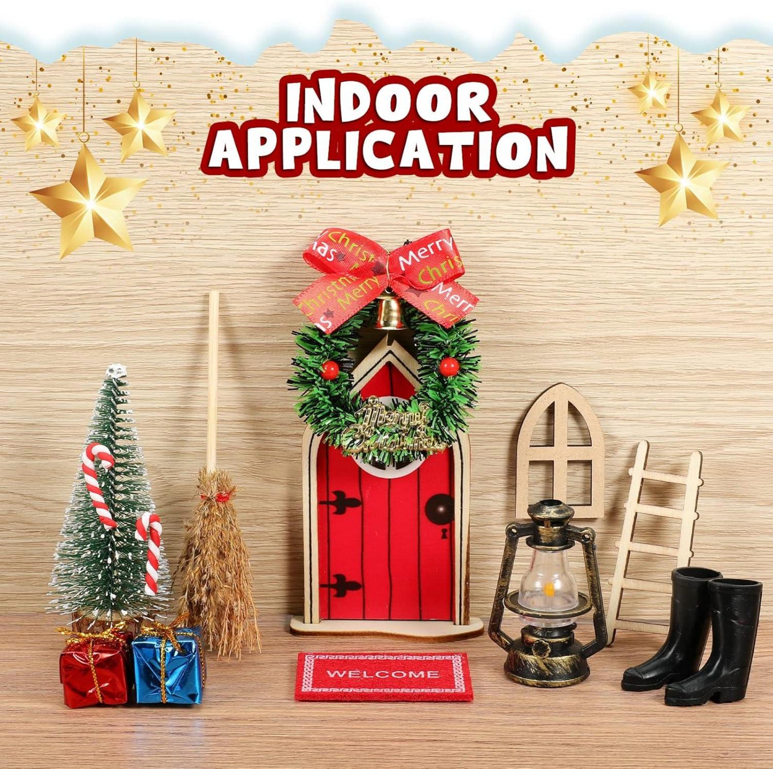 Wichteltür Zubehör Set Miniatur Weihnachten Zaun Weihnachtsbaum