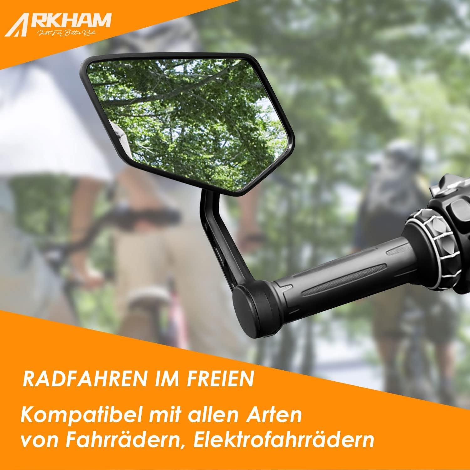 Arkham Fahrradspiegel HD Echtglas Extra Groß klappbar Links