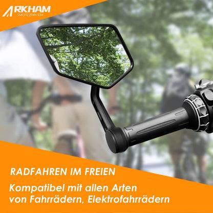 Arkham Fahrradspiegel HD Echtglas Extra Groß klappbar Links