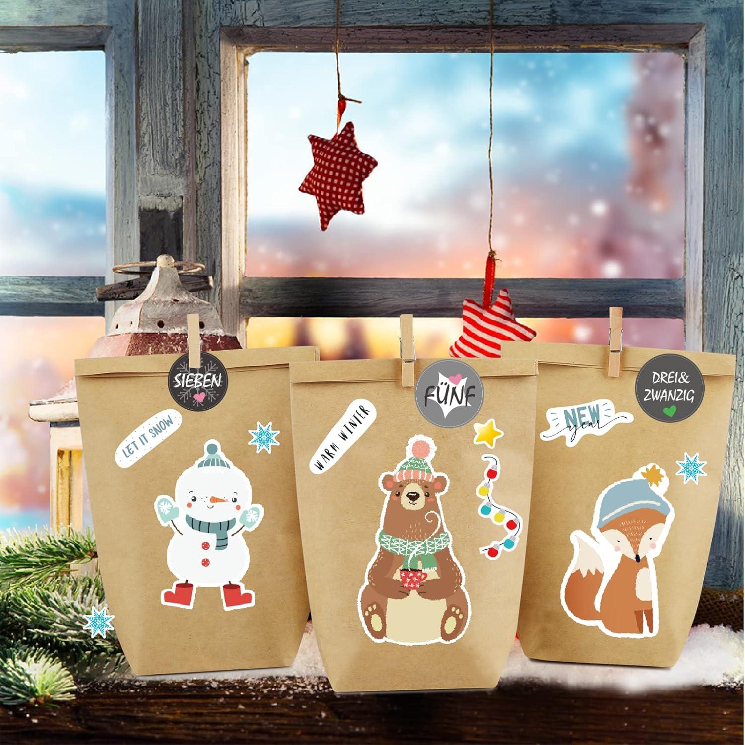 Adventskalender zum Befüllen 24 Selbstgestaltete Weihnachtstüten Grau