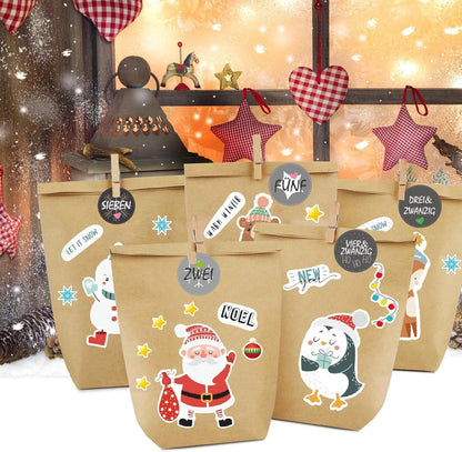 Adventskalender zum Selbstbefüllen: DIY Weihnachtstüten Set 25 braunen