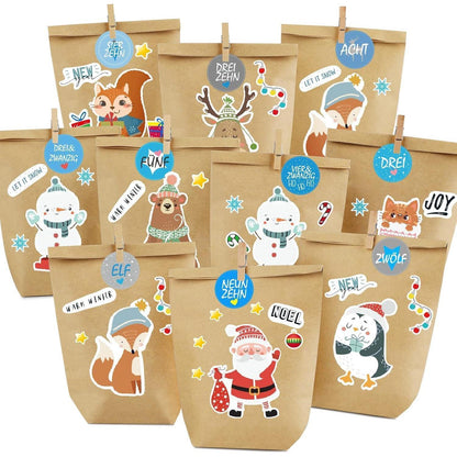 Adventskalender Tüten Set Selbstbefüllbare Weihnachtstüten