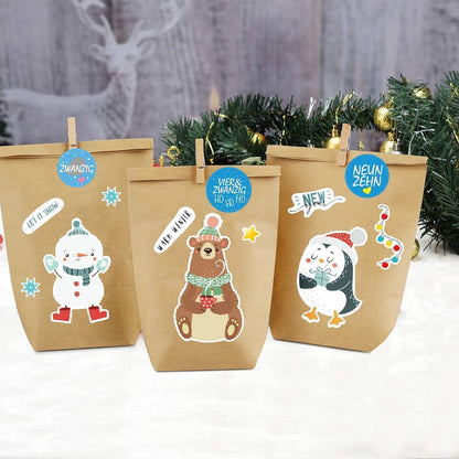 Adventskalender Tüten Set Selbstbefüllbare Weihnachtstüten