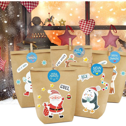 Adventskalender Tüten Set Selbstbefüllbare Weihnachtstüten