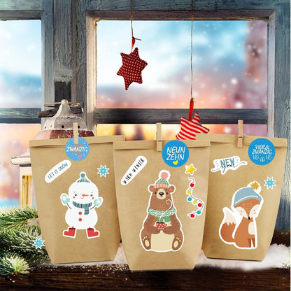 Adventskalender Tüten Set 2023 - DIY Weihnachtskalender zum Basteln