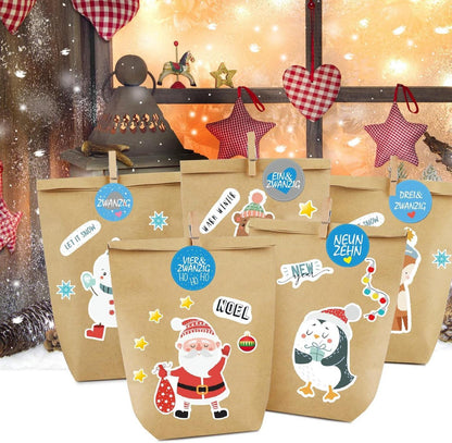 Selbstbefüllbarer Adventskalender Weihnachtstüten Bastelset Blau