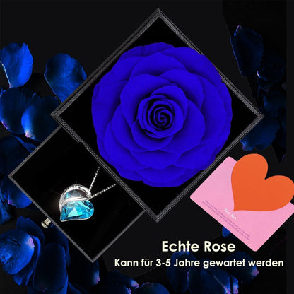 Ewige Rose Geschenkbox mit Grußkarte, Blaue Rose