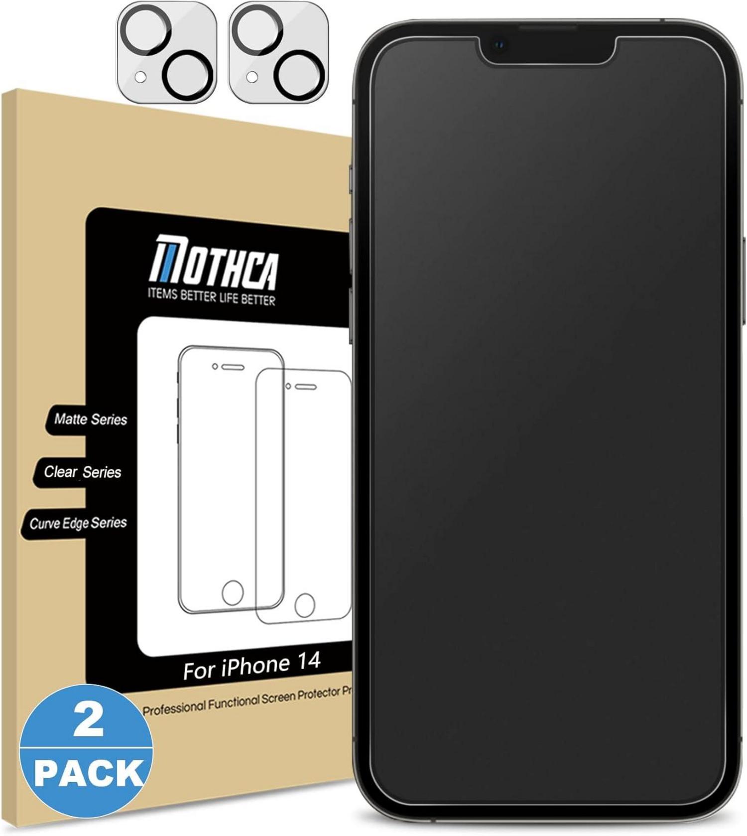 Mothca Panzer Matt Glas iPhone 14 2+2 Stück Kameraschutz 6,1 Zoll