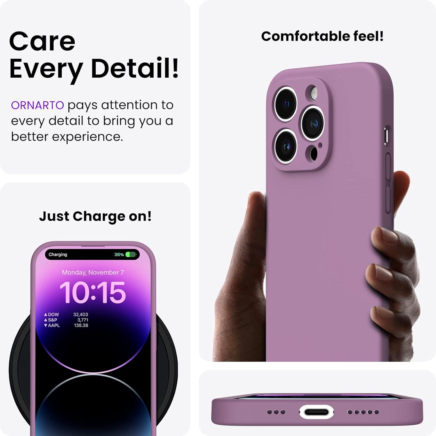 iPhone 14 Pro Max Hülle 6,7 Zoll 2022, Silikon Stoßfest Handyhülle & Schutzfolie Lila