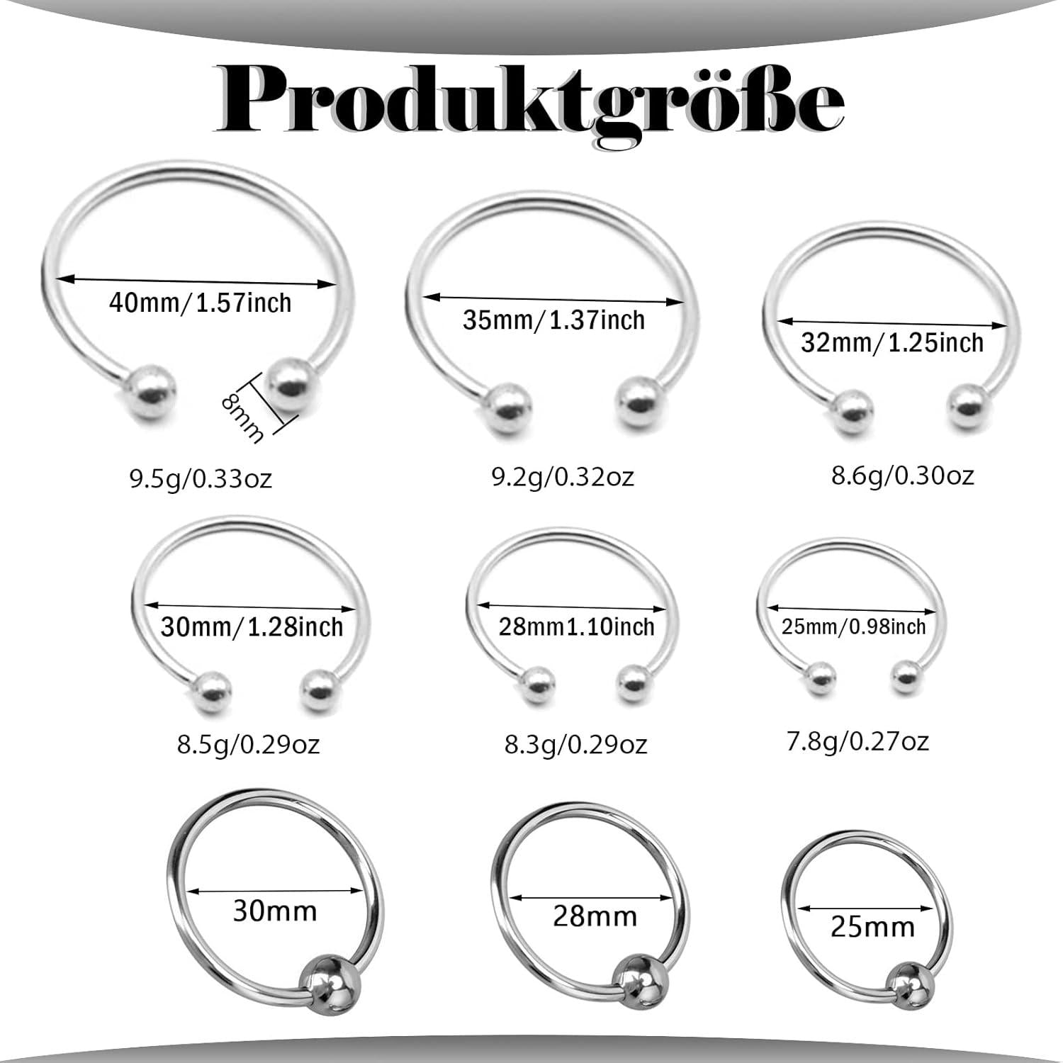 Edelstahl Eichelringe Set 9 in 1 Penisringe Cockringe BDSMAGE