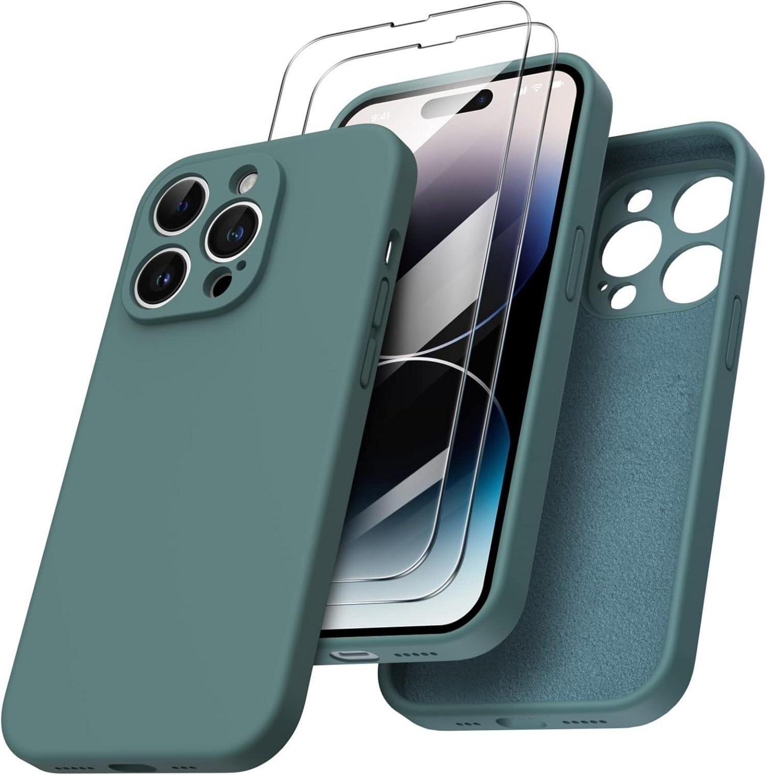 iPhone 14 Pro Hülle 6,1 Zoll mit 2x Schutzfolie Silikon Case