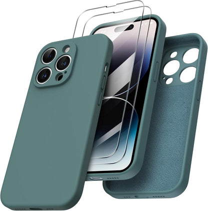 iPhone 14 Pro Hülle 6,1 Zoll mit 2x Schutzfolie Silikon Case