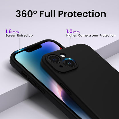 iPhone 14 Plus Hülle 6,7 Zoll Schwarz mit Screen Schutzfolien & Silikon Case