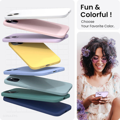 ORNARTO iPhone 14 Hülle 6,1 Zoll Silikon Case Ultra Dünn Flüssig Pastell Lila