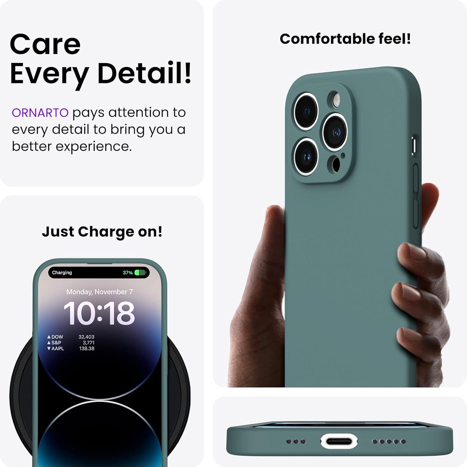 ORNARTO iPhone 14 Pro Max Hülle 6,7 Zoll 2022 mit Screen Schutzfolien Piniengrün