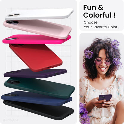 ORNARTO iPhone 14 Plus Hülle 6,7 Zoll 2022 Silikon Case Voller Schutz Flüssig Handyhülle Holunder