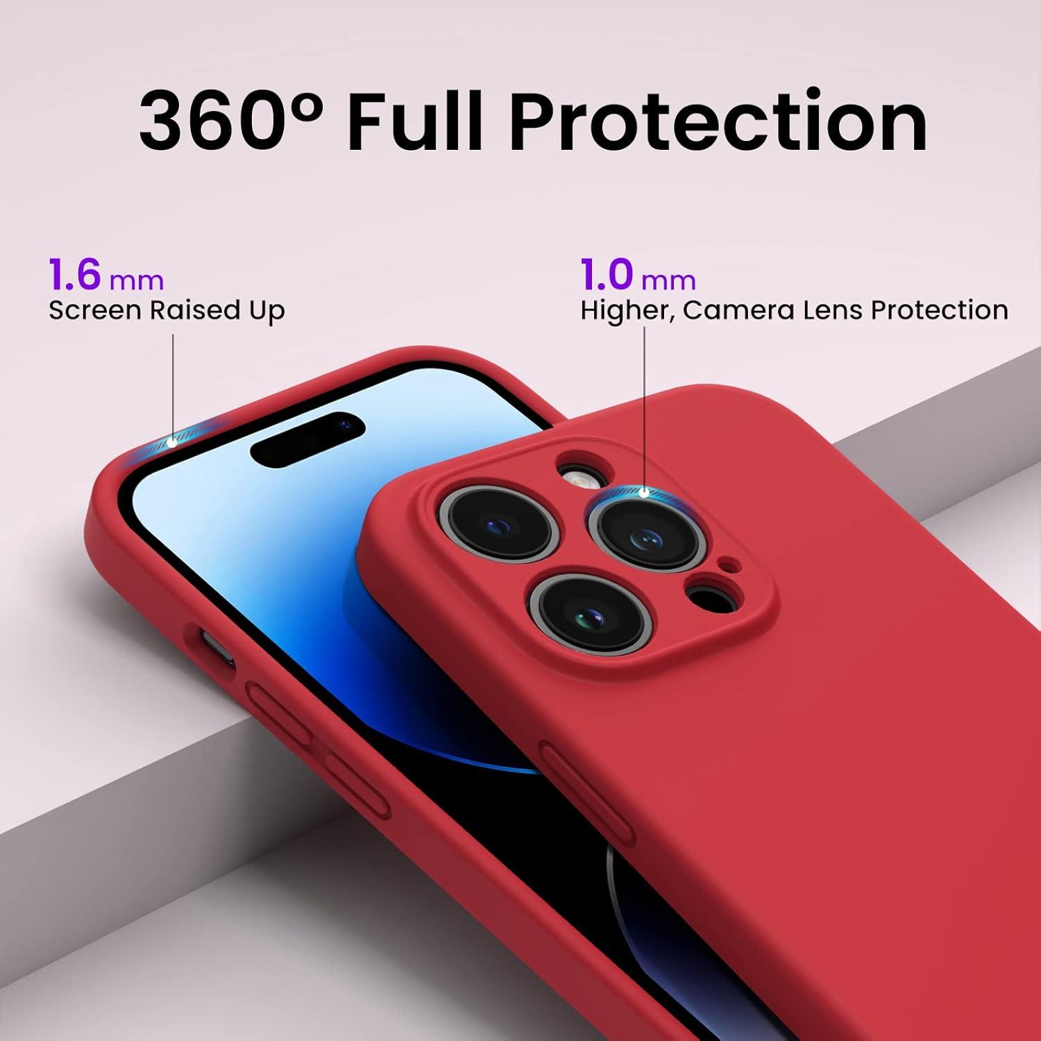iPhone 14 Pro Max Hülle 6,7 Zoll 2022 Rundumschutz Rot +2x Schutzfolien