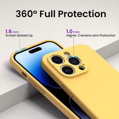 ORNARTO iPhone 14 Pro Max Hülle 6,7 Zoll Gelb Silikon Case + 2x Schutzfolien