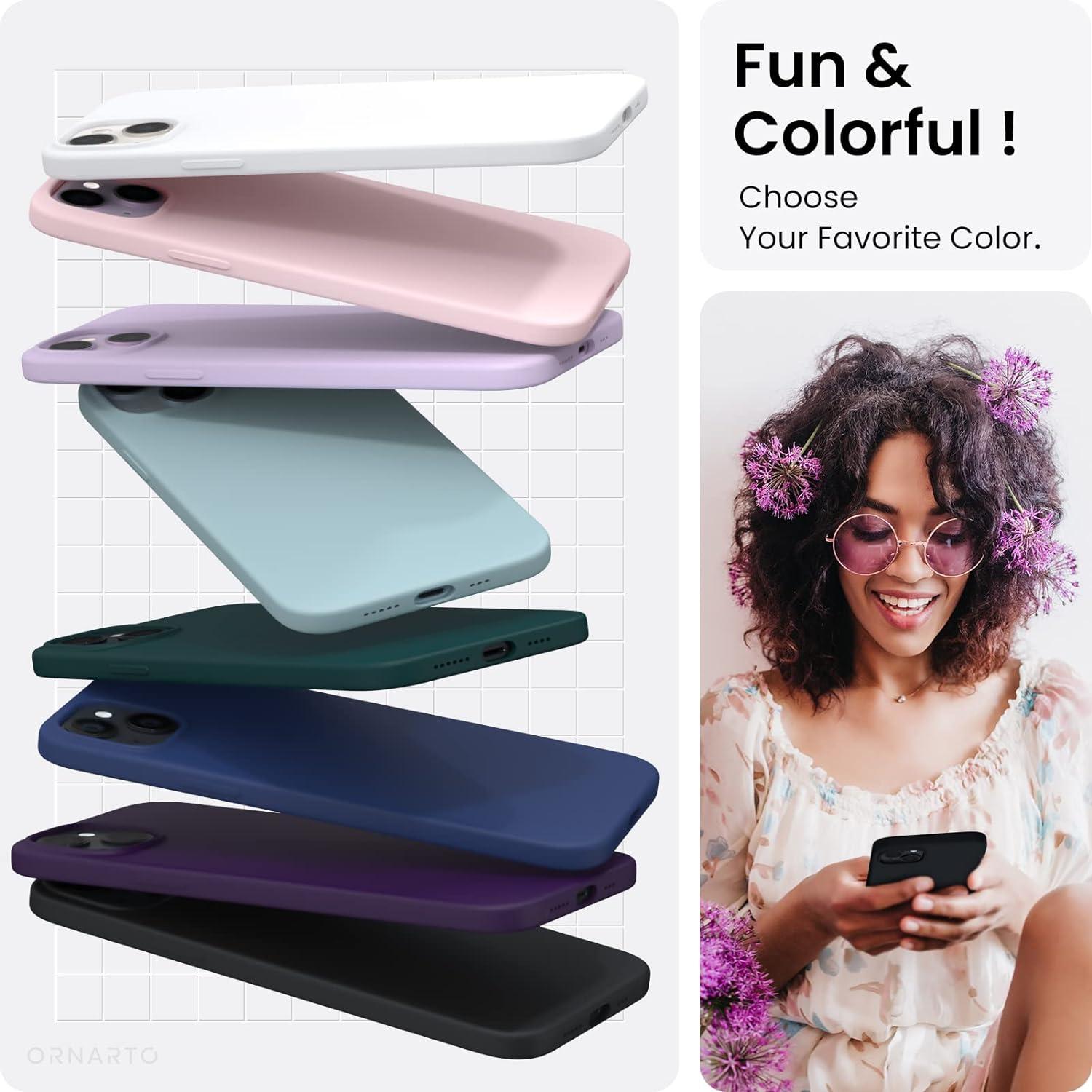 ORNARTO iPhone 14 Hülle 6,1 Zoll 2022 Silikon Case Schwarz Schutz Ultra Dünn