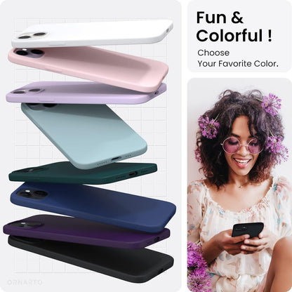 ORNARTO iPhone 14 Hülle 6,1 Zoll 2022 Silikon Case Schwarz Schutz Ultra Dünn