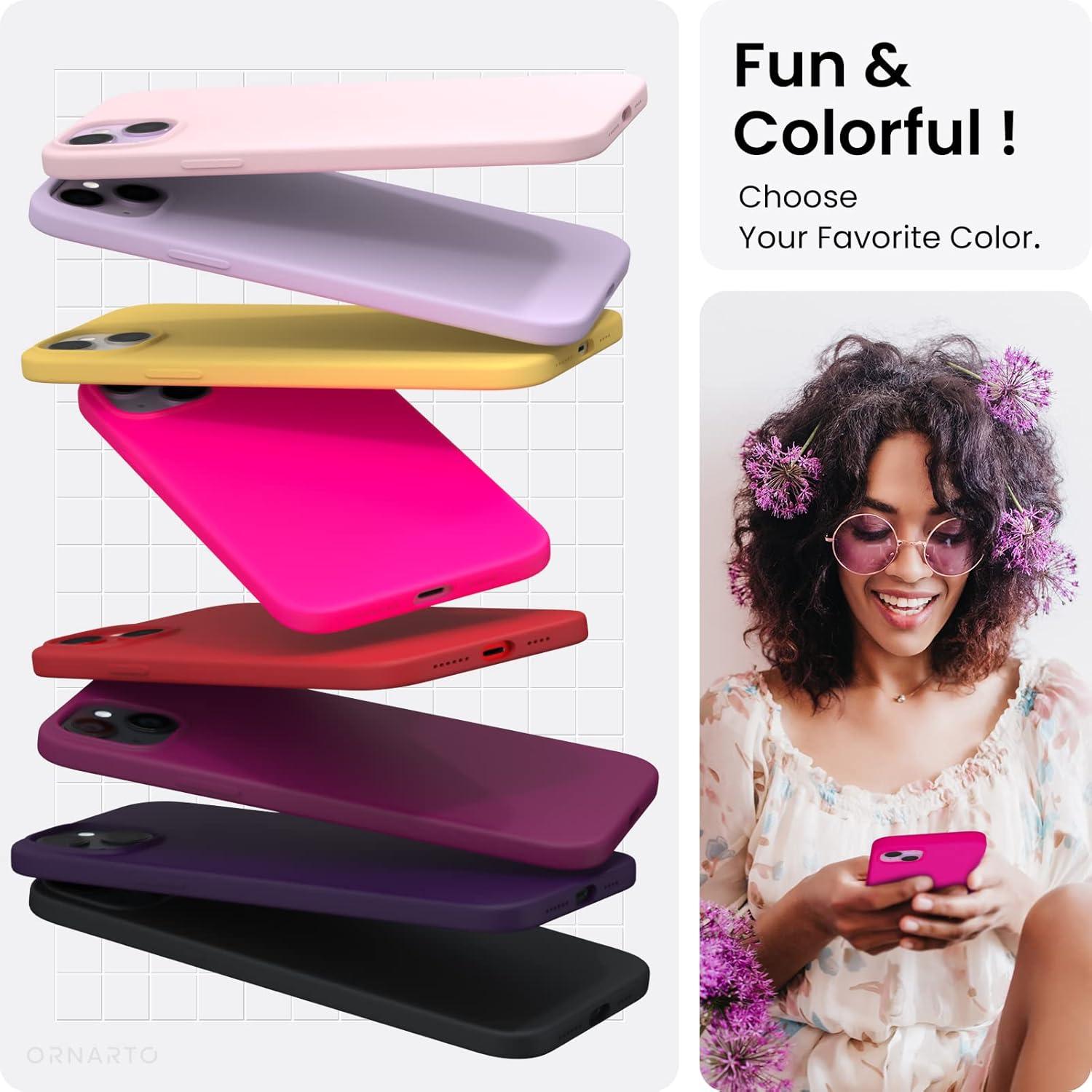 iPhone 14 Plus Hülle 6,7 Zoll Silikon Case Voller Schutz Ultra Dünn Leuchtend Rosa