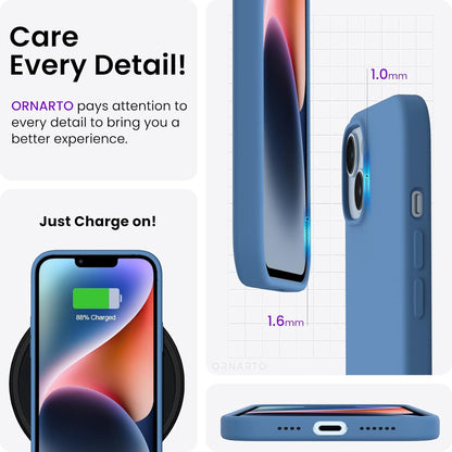 iPhone 14 Plus Hülle 6,7 Zoll Silikon Case Ultra Dünn Voller Schutz Flüssig Blau