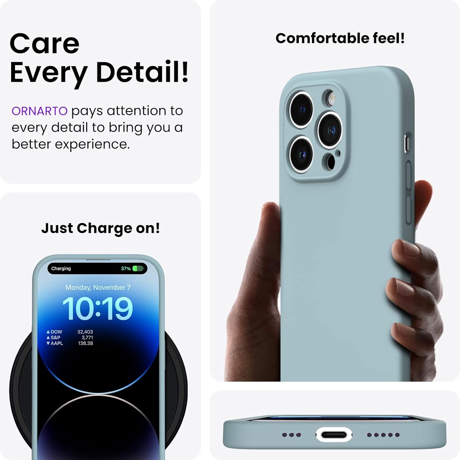 ORNARTO iPhone 14 Pro Max Hülle 6,7 Zoll 2022 - Flüssiges Silikon - Rundumschutz - Mintgrün